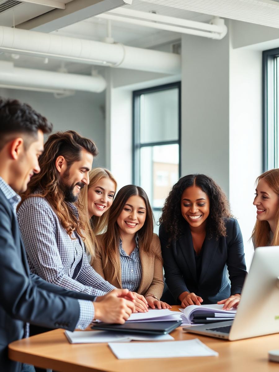 Business team working together in an office
