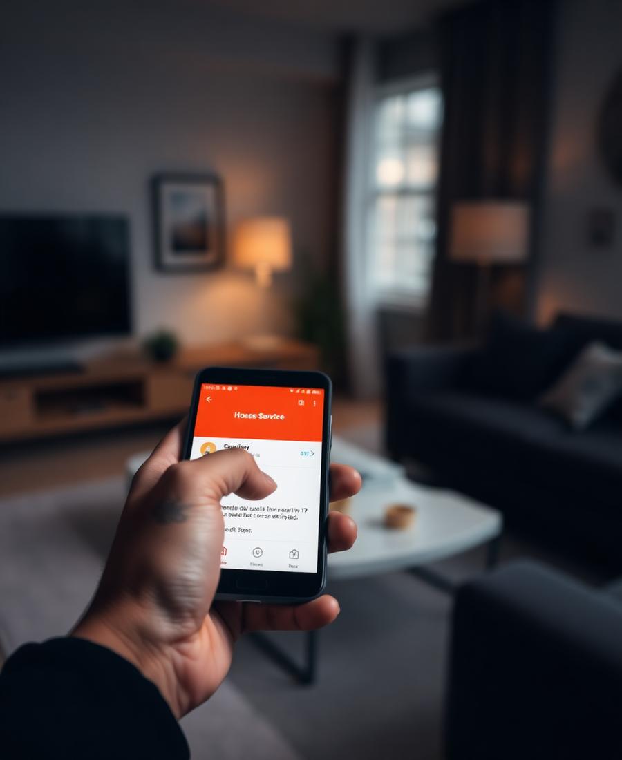 Person choosing a service on a smartphone
